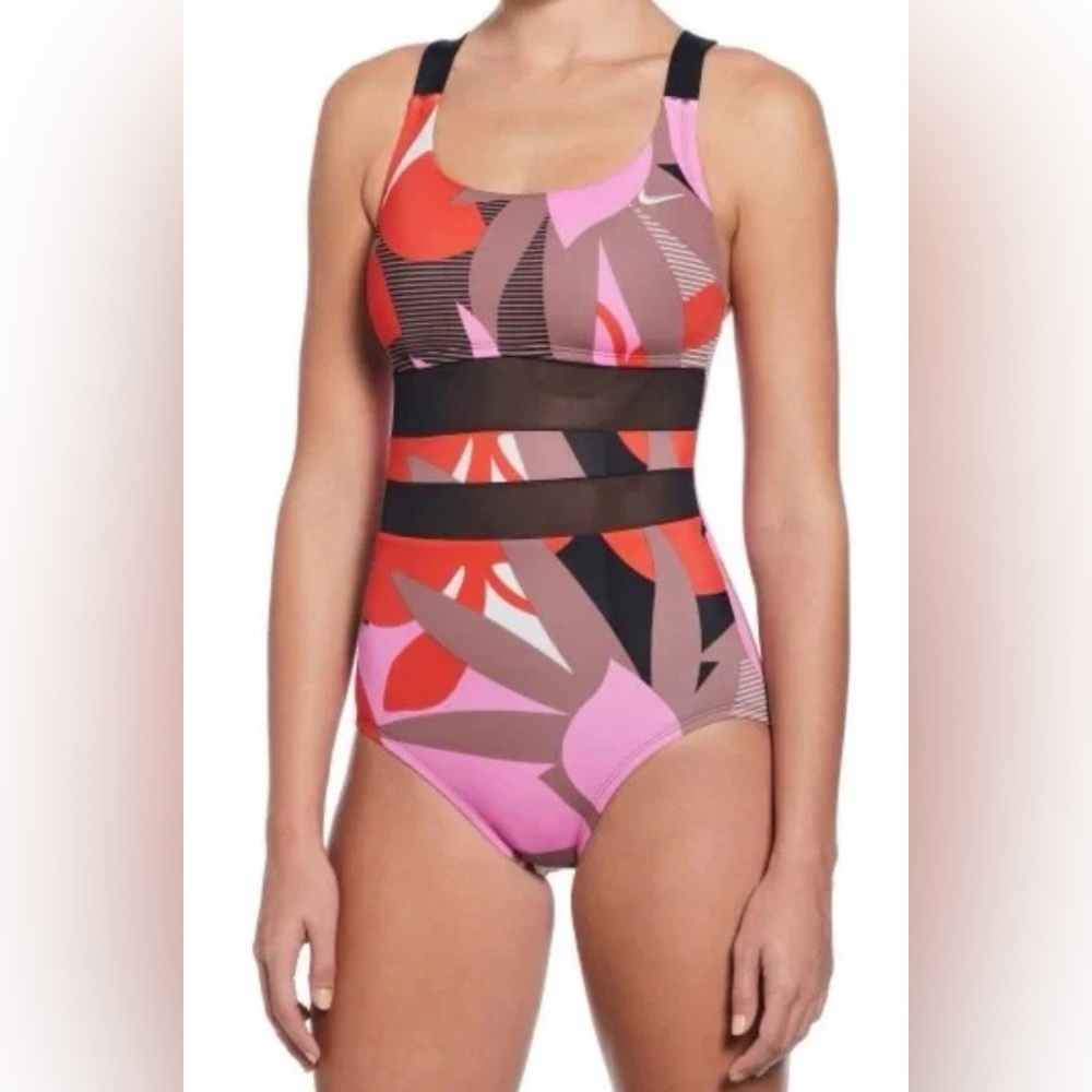 Nike Women's Swim One Piece Swimsuit Pink Move To Zero Size M NWT